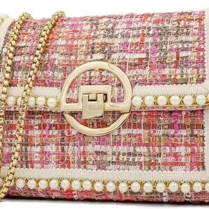 Trendy Faux Leather Crossbody Bag with Pearl Chain - Perfect Evening Accessory